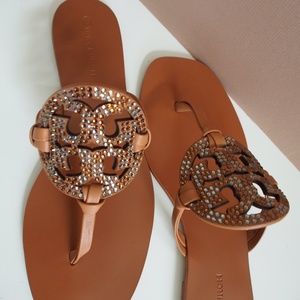 tory burch miller square toe crystal sandal